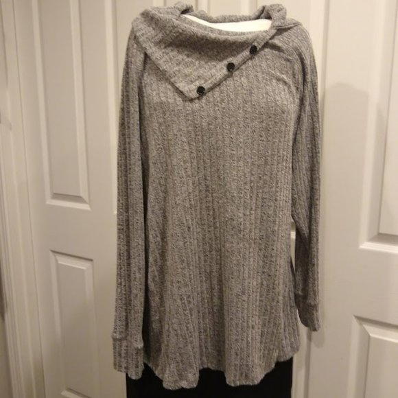 French Laundry Sweater Knit Asymmetrical Button Cowl Neck Top size 2x - Picture 1 of 5